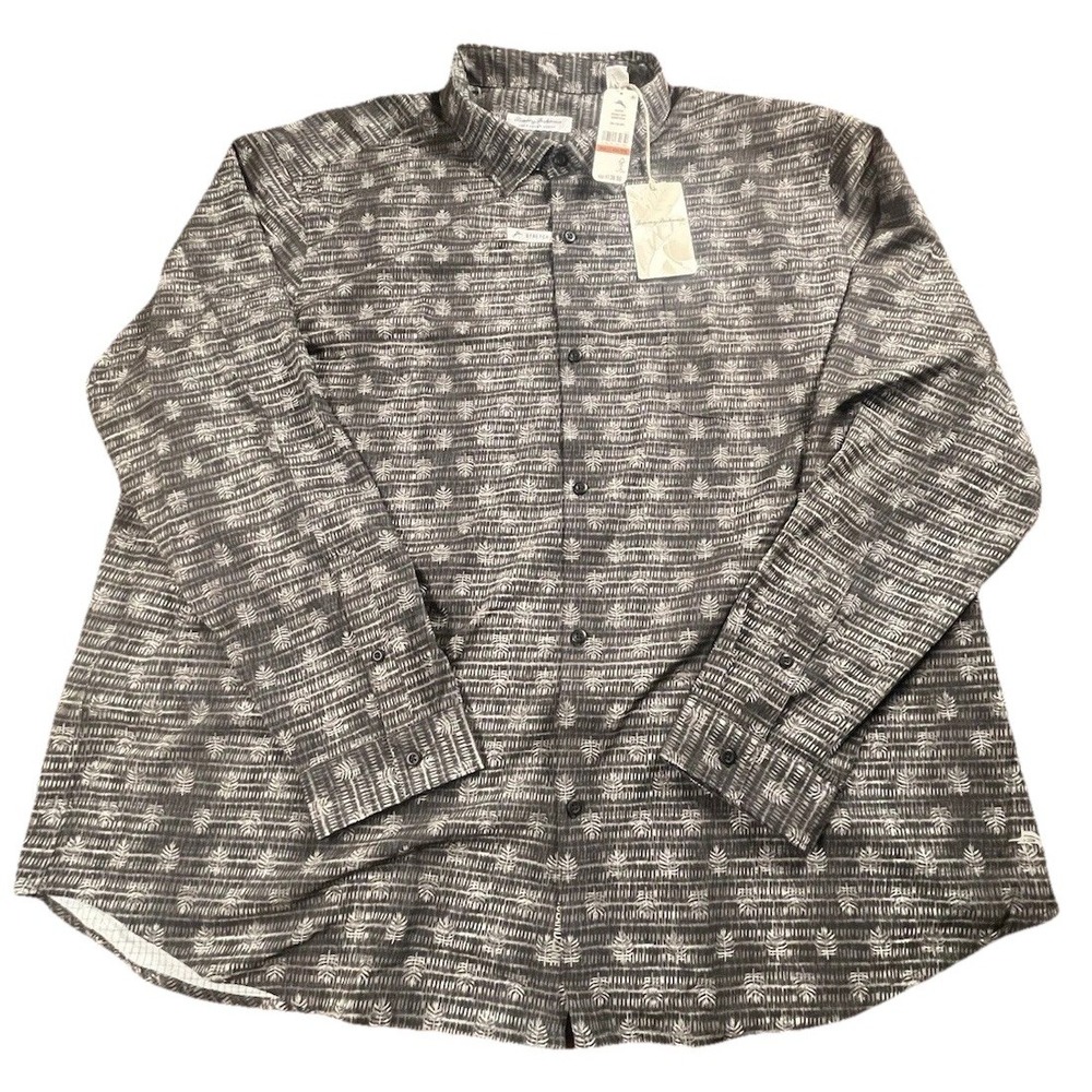 TOMMY BAHAMA Coast Shiborifrond Fog Grey Long‎ Sleeve Shirt Men's 3XL $138 NWT